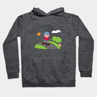 Kids drawing of little boy playing skateboard Hoodie